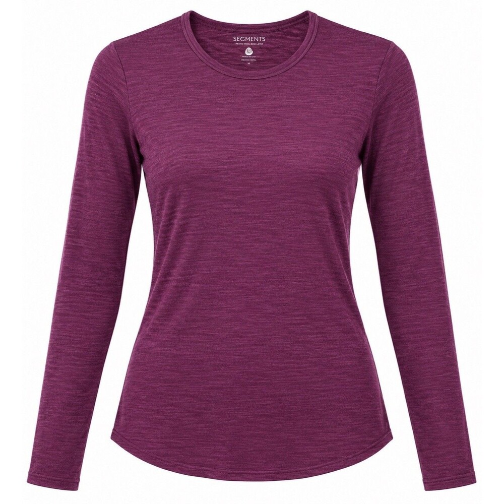 SEG’MENTS Merino Wool Long Sleeve Shirt Maroon Women Sz L  Baselayer Warm EUC
